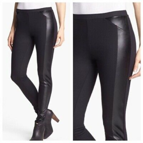 Trouvé Faux Leather Panel Black Classic Leggings M - Picture 1 of 10